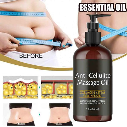 Velure Cellulite Massage Oil Infused with Collagen and Stem Cell Skin Tightening Moisturizing Body Essential Oil