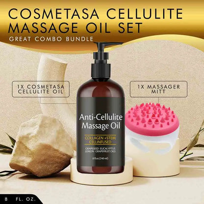 Velure Cellulite Massage Oil Infused with Collagen and Stem Cell Skin Tightening Moisturizing Body Essential Oil